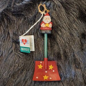 Eddie Walker Midwest of Cannon Falls Santa with Snow Shovel Ornament